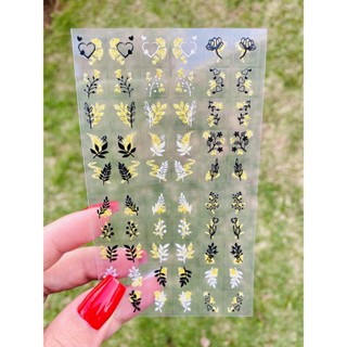 Cartelão Adesivos de unha 3D galhos e ramos branco preto e dourado ref.AD58