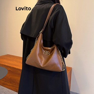 Lovito Bolsa Tote de Ombro Básica para Mulheres LFA04022 (Marrom/Preto)