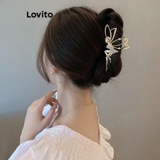 Lovito Grampos De Cabelo De Metal Com Strass De Desenho Animado Casual Para Mulheres LFA08147 (Ouro/Prata)