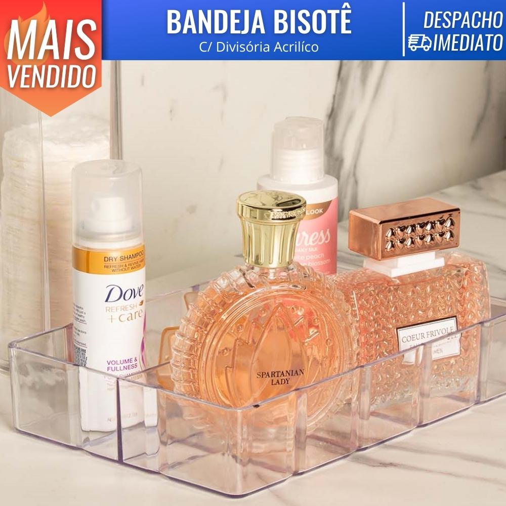 Bandeja Bisotê Organizadora Em Acrílico C/ 1 Divisoria