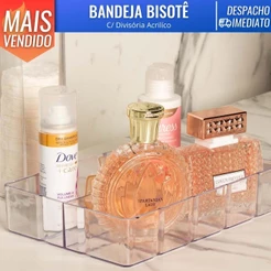 Bandeja Bisotê Organizadora Em Acrílico C/ 1 Divisoria