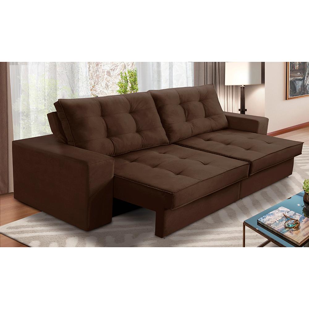 Sofá Retrátil e Reclinável 2 lugares 1,70m com Molas Marcela Suede Marrom Adonai Estofados - Home & Living