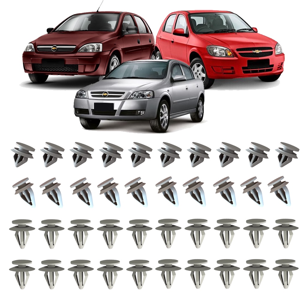 Kit 40 Presilhas Grampo Forro Porta Vectra Corsa Astra Celta Classic Prisma S10 Montana Agile