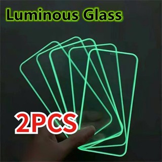 2Pcs Vidro Luminoso Temperado Para Xiaomi Mi Redmi Nota 13C 12S 12C 11S 11S 10C 10S 10S 9 9S 8 10S 9A 9T 9T 10T A1 A2 Poco M5 X5 X3 M3 F5 NFC Pro Protetor De Tela Transparente