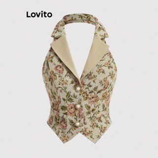 Lovito Boho Regata com Frente de Botões e Estampa Floral para Mulheres L74ED139
