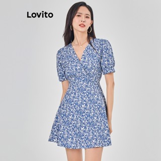 Lovito Casual Vestido Feminino Floral Cruzado L68ED342 (Multicor)