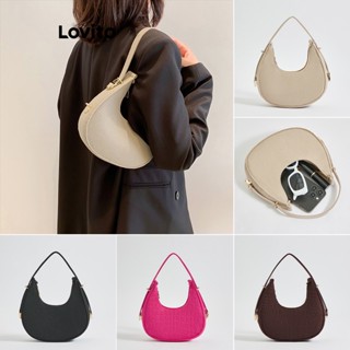 Lovito Casual Simples Bolsa de Ombro Pequena com Corrente de Metal para Mulheres L63AD298 (Cáqui/Marrom/Rosa-Choque/Preta)