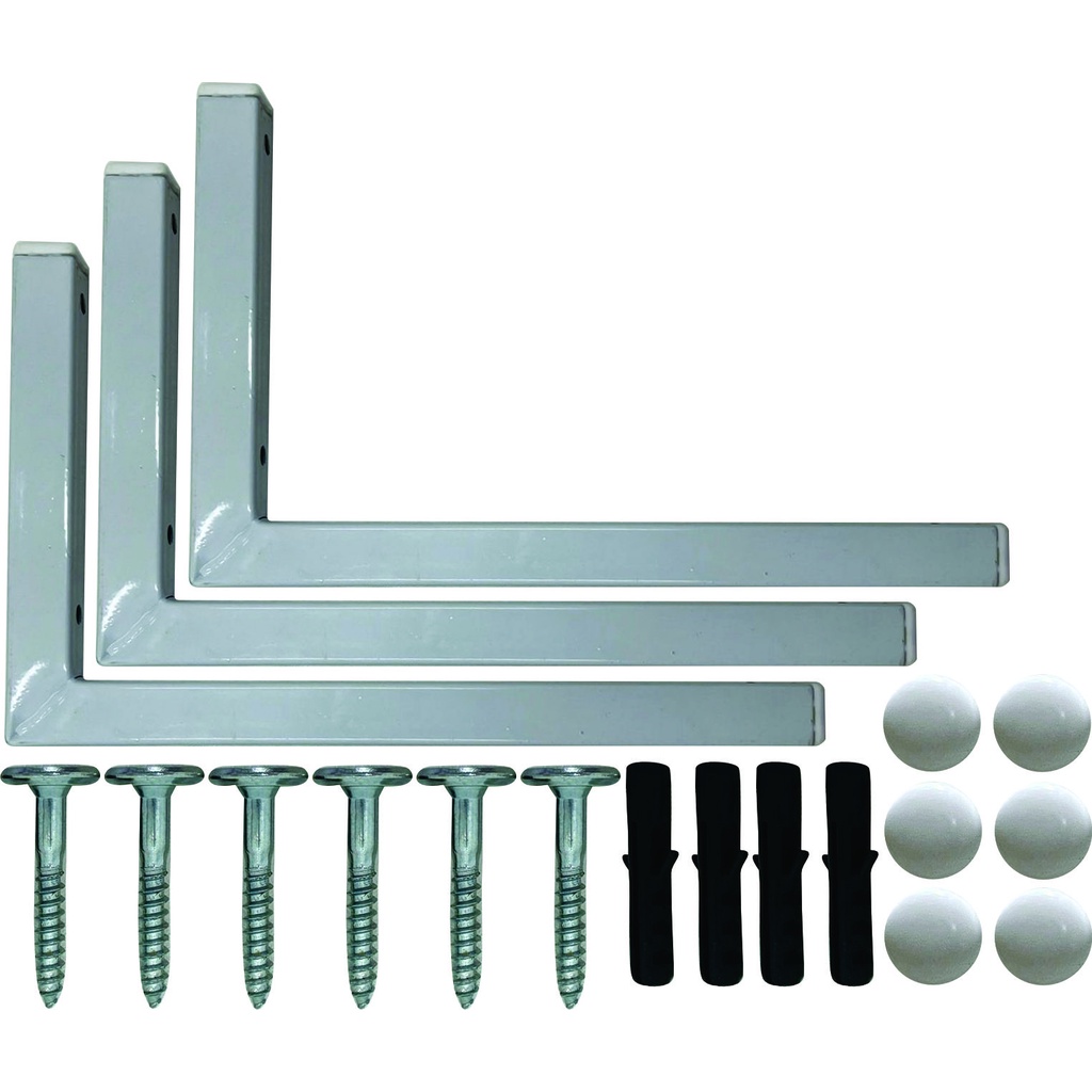 Kit 3 Suportes Mão Francesa Cantoneira Prateira Branco 25cm