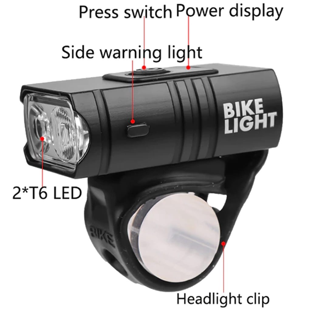 Luz Forte Farol T6 Lanterna Bicicleta T6 Duplo 2*600 luens Led Com Zoom 3 Focos 5 Modos  Recarregável  MTBK02 - 16