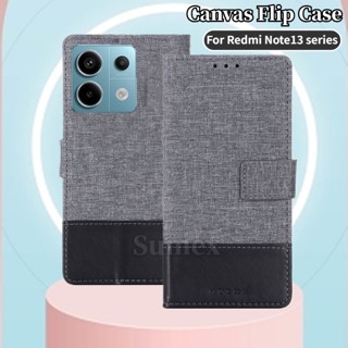 Tampa Flip De Lona Para Xiaomi Redmi Note13 Note 13 Pro Plus 5G Carteira Magnética À Prova De Choque hp Redmy Not 13Pro Note13Pro 2024 Caixa De Cartão De Pano Com Ranhura