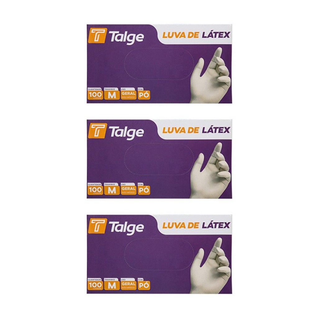 Luva Látex Com Pó Tamanho P;M;G Talge – Kit com 3 Caixas em Oferta na Shopee