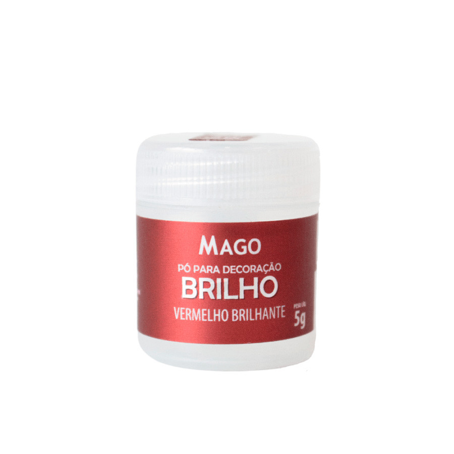 Pó para Decoração Brilho Vermelho Brilhante - 5g - 1 unidade - Mago - Rizzo - Home & Living