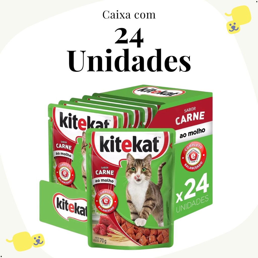 Sachê para Gatos Caixa de Gato Kitekat Ração Úmida Carne 85g