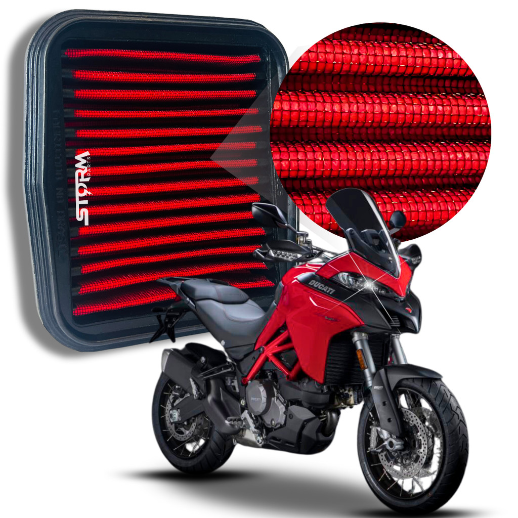 Filtro de Ar Esportivo Moto Ducati Multistrada 950 Ano 2017 a 2021 Potencia Lavavel Reutilizável