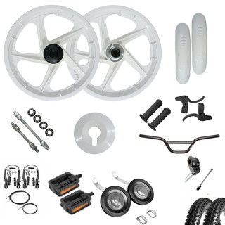 Roda Bike Par Aro 16 Nylon kit acessorios + Pneus + R.Lateral + Pedal + Freios + Guidao