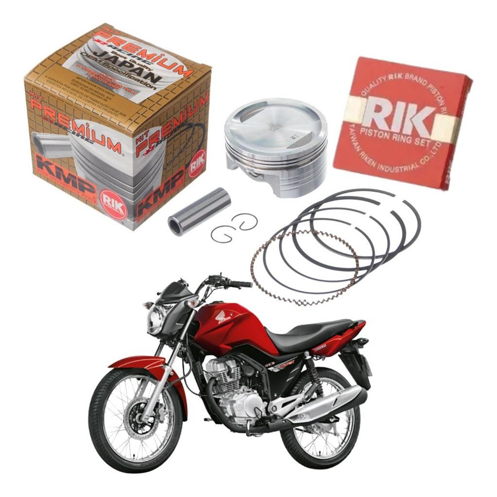 Kit Pistão Anéis Rik Honda Cg 150 Titan Bros 1,25 Competição