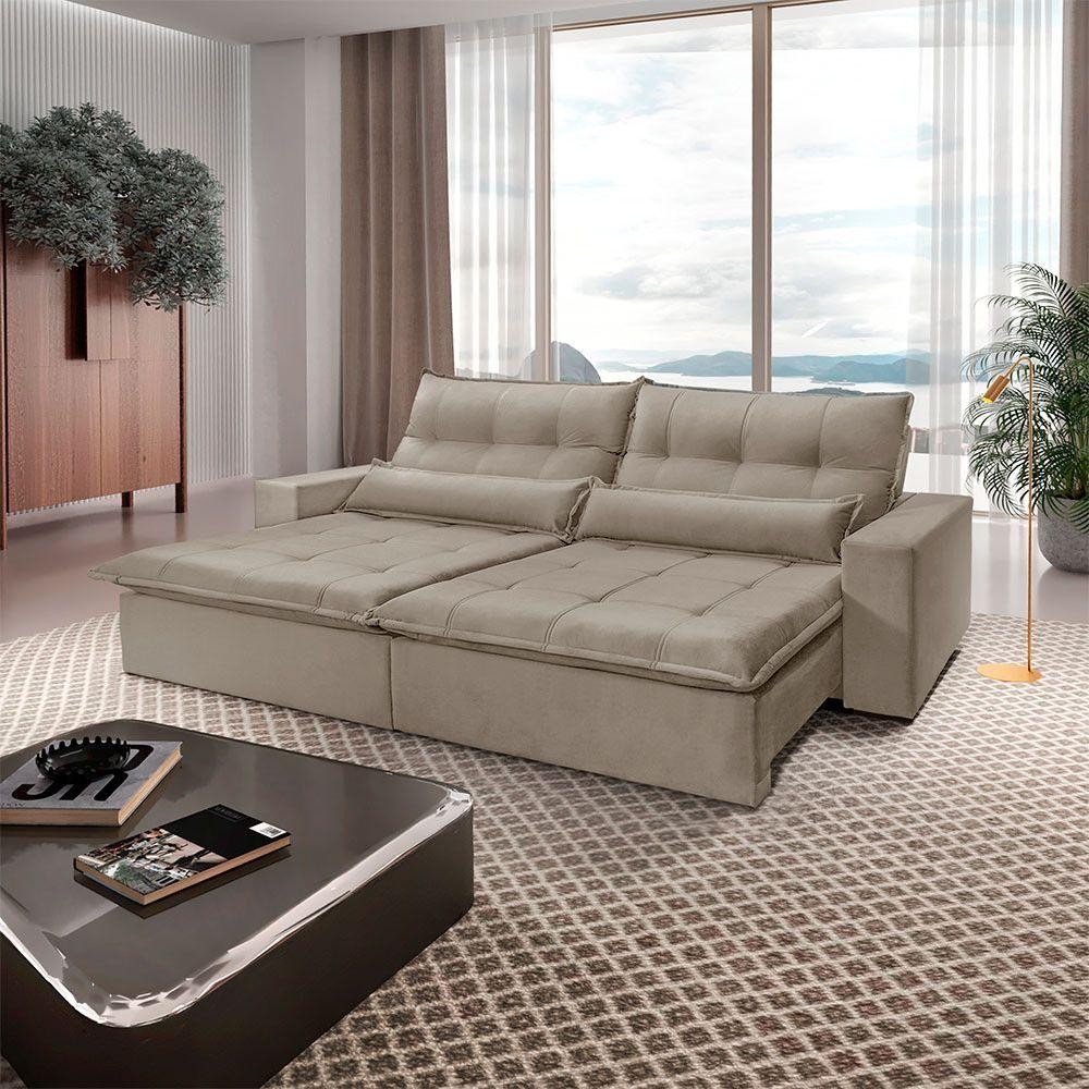 Sofá Grecia Veludo 02 Módulos De 100m B25cm Meu Sofá Online B002 Veludo Capuccino