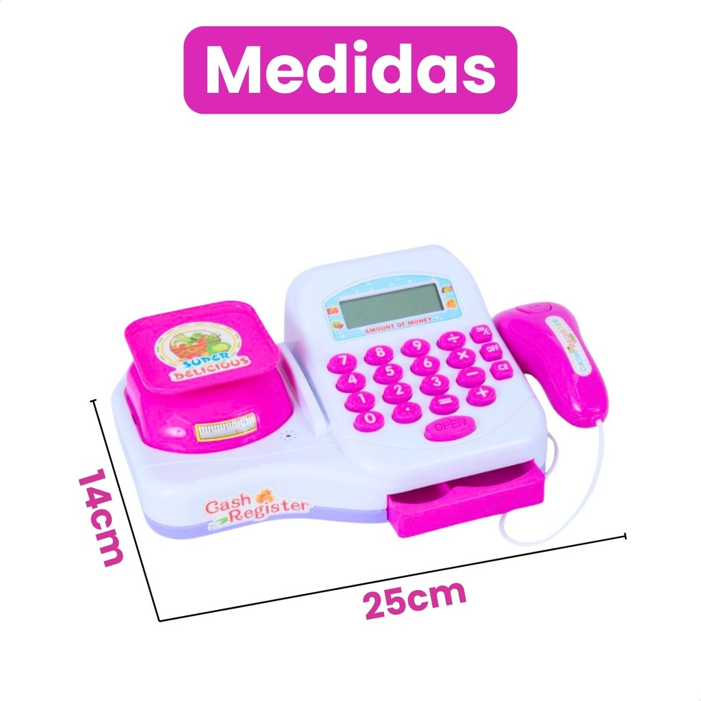 Detalhes do Caixa Registradora Infantil Brinquedo com Luz e Som 17 peças