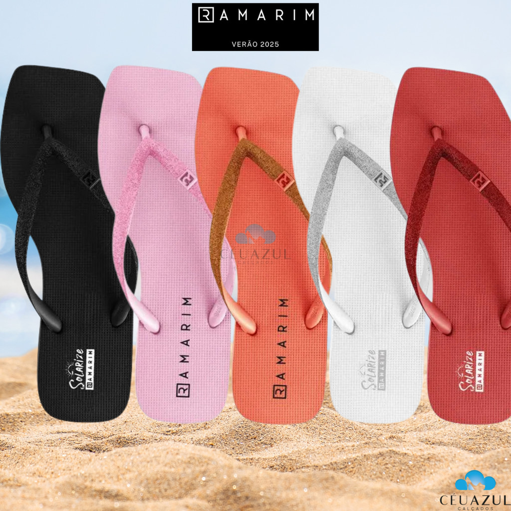 Chinelo Feminino Ramarim Solarize Glitter Shine Estilo Verão Carnaval Colorido em Oferta na Shopee