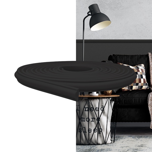 Rodameio Boiserie Autocolante Flexivel EVA 2,3cm x 1,2cm Preto - Rolo 5 Metros