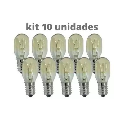 Kit 10 Lampadas E14 15w 127v P/ Fogoes Geladeiras Microondas forno eletrico