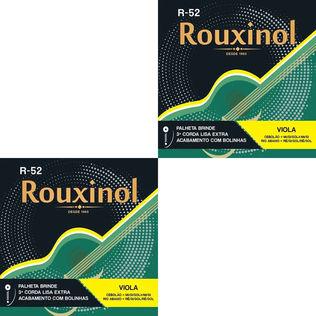 Kit 2 Encordoamento Viola Caipira Tensão Média Aço Rouxinol R52 PRR52L