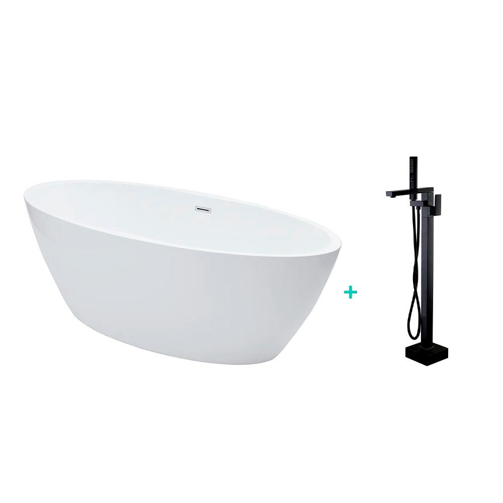 Banheira de Imersao Rubi e Misturador de Piso Monocomando Preto Pingoo - Home & Living