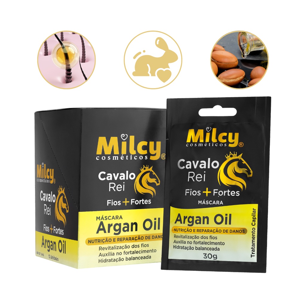 Mascara Capilar Argan Oil Nutrição Cavalo Rei Milcy 30g em Oferta na Shopee