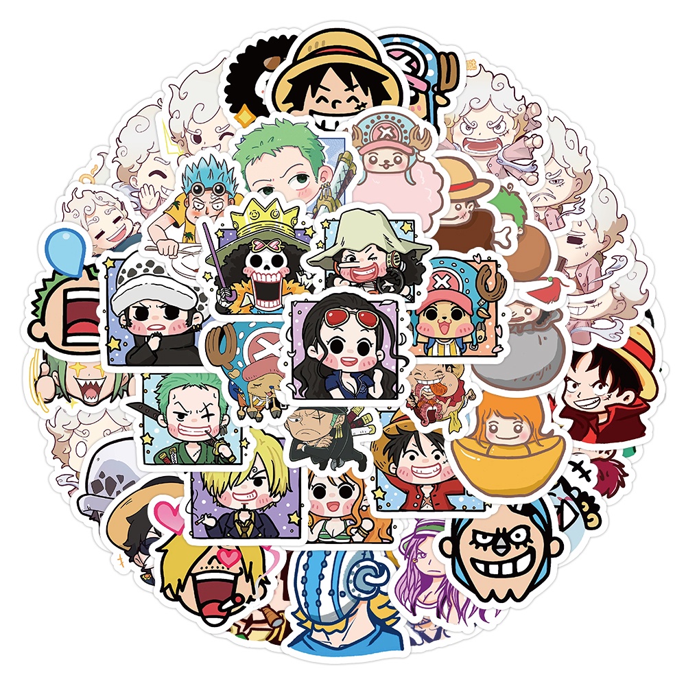 100PCS Anime Q Versão PONE PIECE Autocolantes De Grafite Para Capacete De Bicicleta Decalques De Lápis LanLanStickersWorld