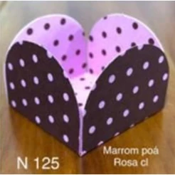 KIT Forminhas 4 Pétala Simples Marrom Poá Rosa Claro Ps125 ( Jango )