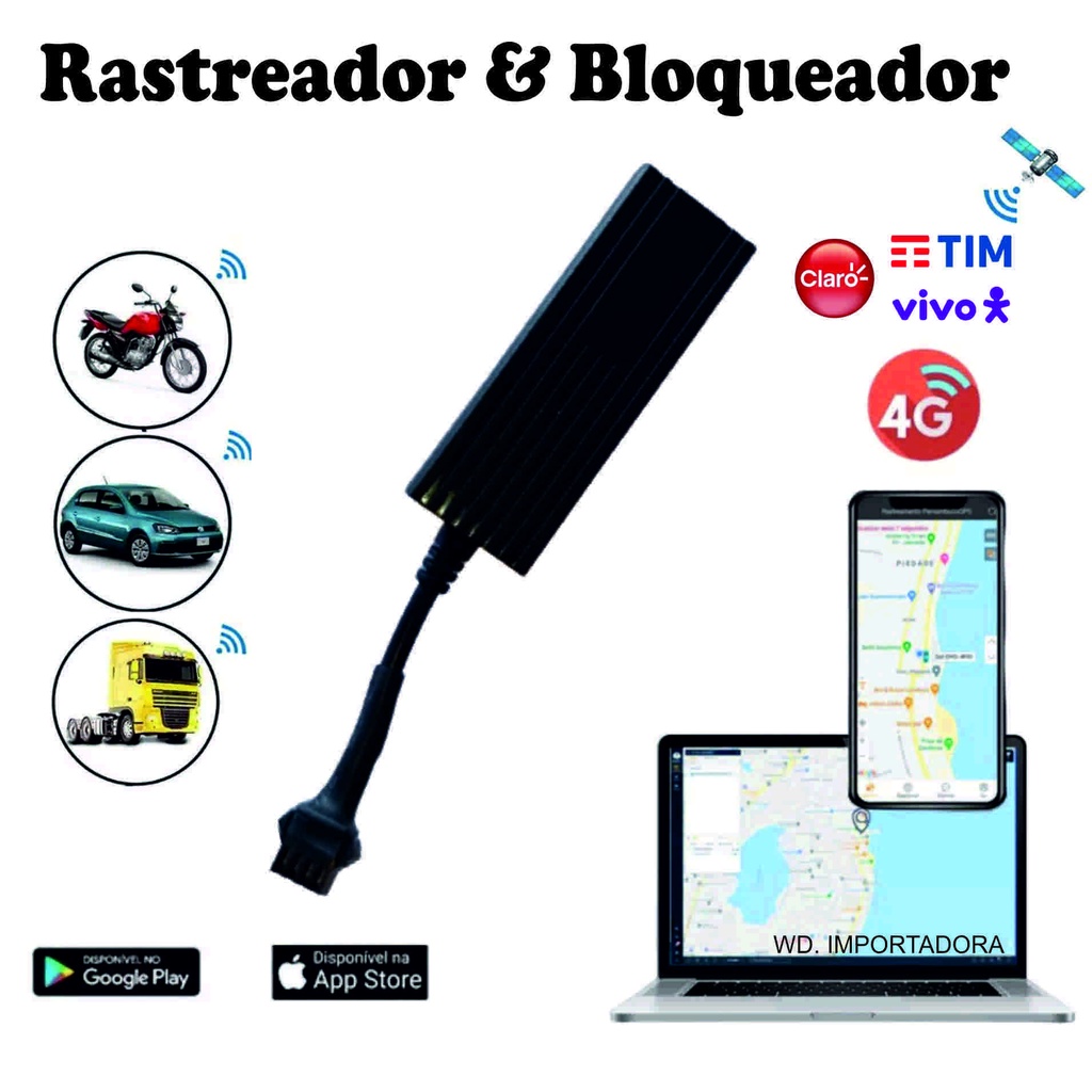 Rastreador Veicular com Bloqueador GSM GPRS para Carros Motos Caminhões Vans Ônibus e Transportes Aquáticos.