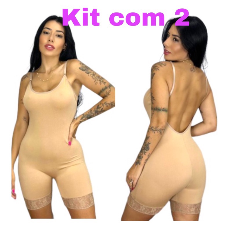 Kit 2 Macacão Anágua Segunda Pele Feminina Para Vestidos Alcinha Com Renda Macaquinho Sobre Pele