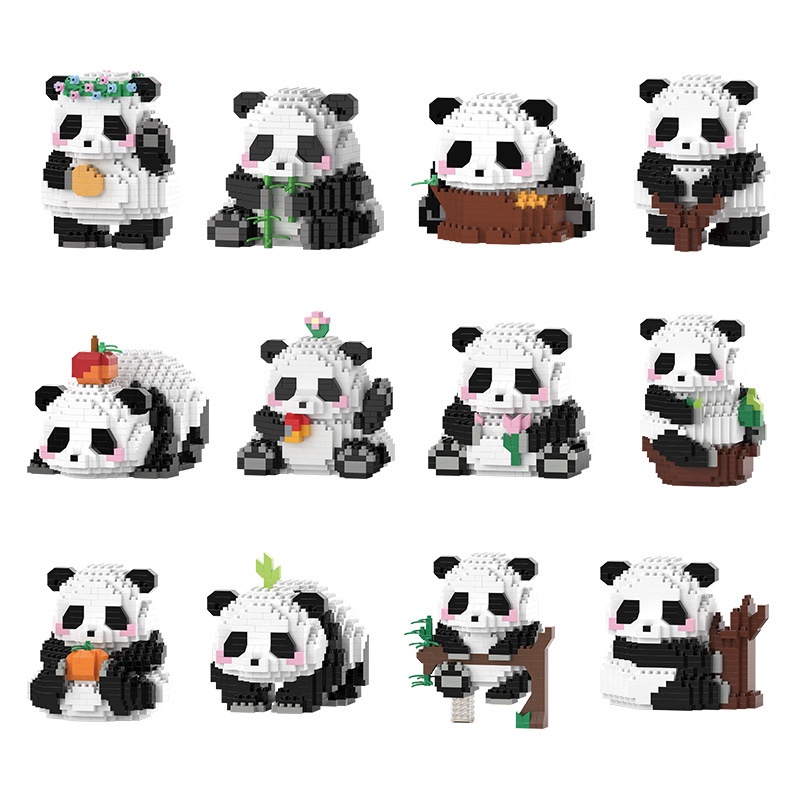 Blocos De Construção De Flores Panda Pequenas Partículas De Diamante Brinquedos Educativos Montados em Oferta na Shopee