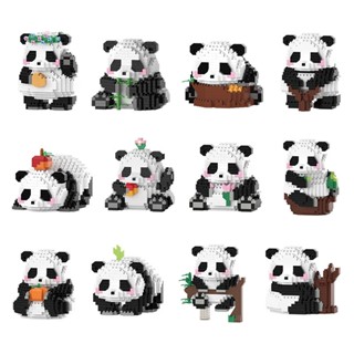 Blocos De Construção De Flores Panda Pequenas Partículas De Diamante Brinquedos Educativos Montados