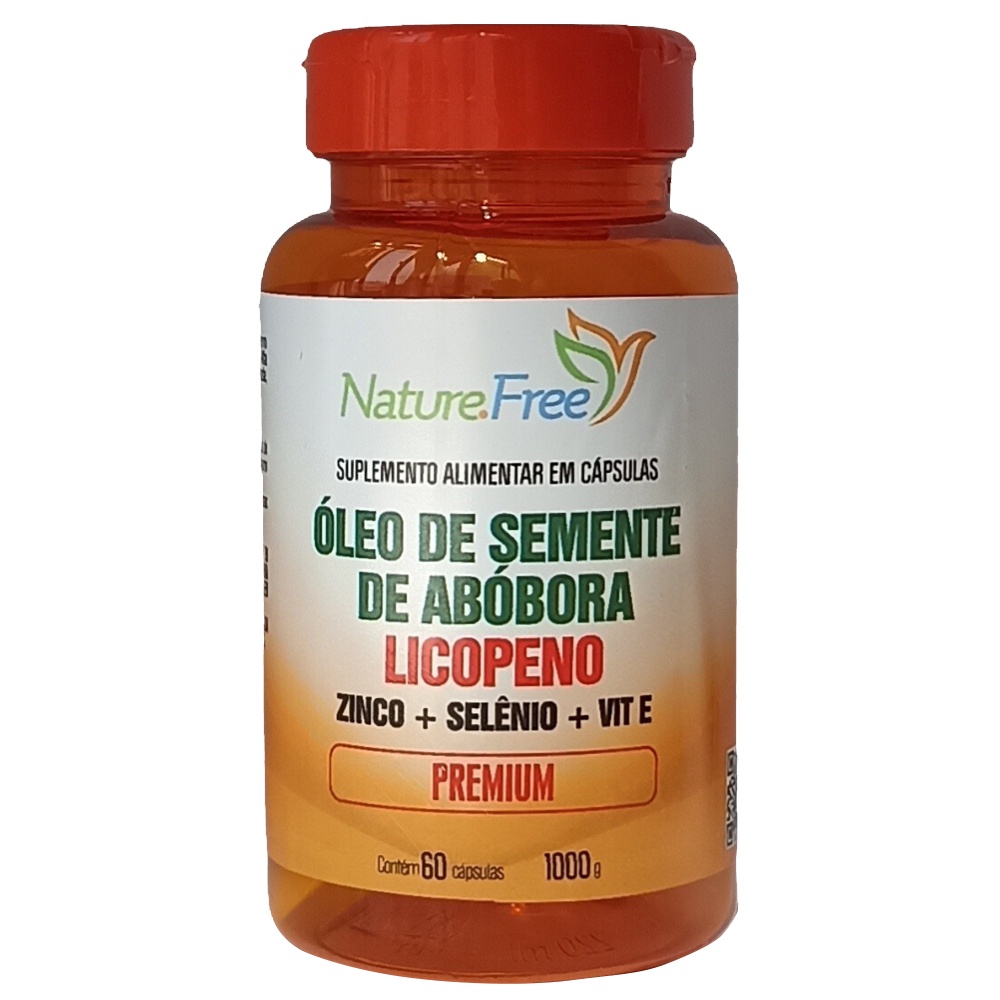 Óleo de semente de abóbora com Licopeno + (ZINCO + SELÊNIO + VIT.E) 60 Cápsulas - Saúde cardiovascular!