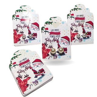 Mimo Cliente 70 Tags + 70 pares de Brinco Perola Tag Natal