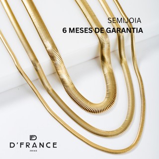 Colar Malha Snake, Semijoia, Ouro 18K