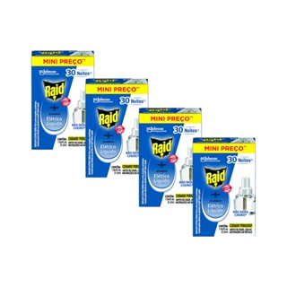 Kit 4 Refil Repelente Elétrico Raid Líquido 21,9ml