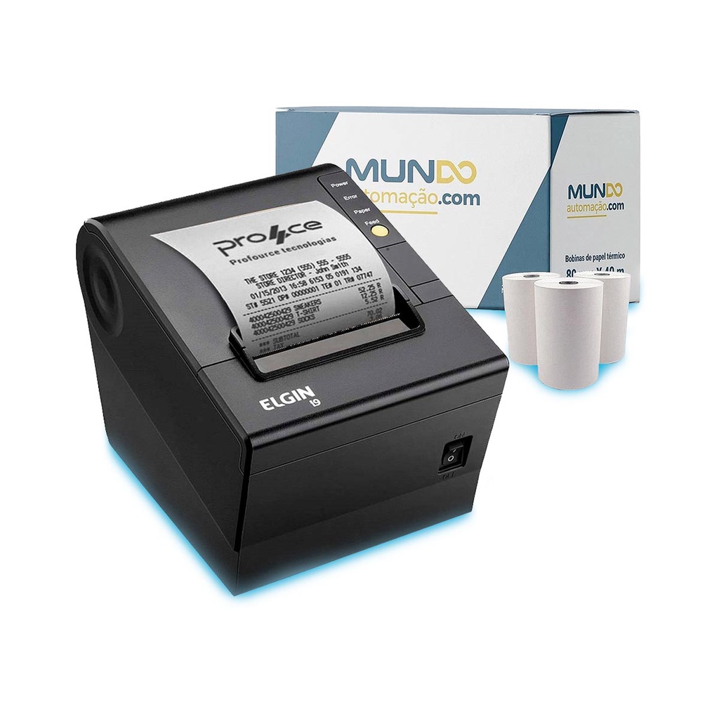 Kit Impressora Não Fiscal Elgin i9 USB + Bobina 80x40 30 Un em Oferta na Shopee