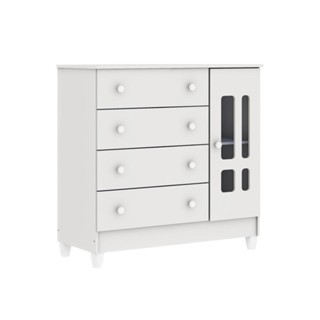 Cômoda Infantil 4 Gavetas com Fraldário Ariel Branco Carolina Baby