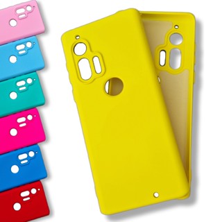 Capa Capinha Case Moto Edge Plus Silicone Aveludado Azul Rosa Pink Verde Vermelha