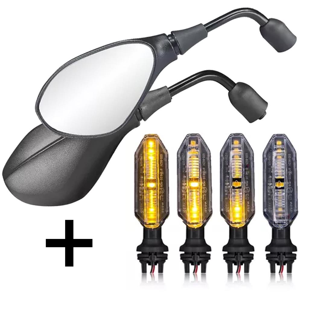 Retrovisor Modelo Bmw F800 Honda Curto Fixo 4 Pisca Seta Led Cb Twister250 Cg Titan Fan Cb300 Xre 300 125 150 160 Cargo