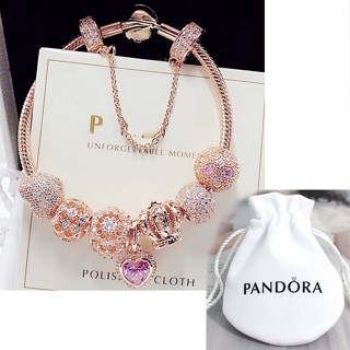 Bracelete Panela Pulseira Pulseira Pulseira Coroa em Forma de Coração Corrente de Ouro Rosa Diamante 19cm Saco de Veludo