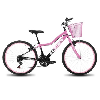 Bicicleta Infantil Feminina Aro 24 KOG Alumínio 18V C Cestinha