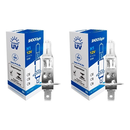 KIT 2 LÂMPADAS HALOGENA STANDART H1 12V 55W SHOCKLIGHT em Oferta na Shopee