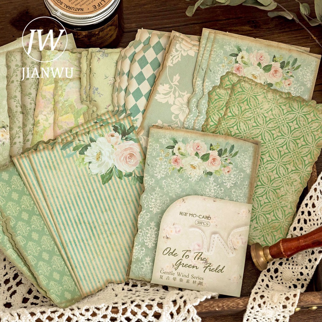 JIANWU 30 Folhas Gentle Wind Series Vintage Flower Pattern Decor Material De Decoração Papel De Colagem Criativa De Diário De Bricolagem Papelaria em Oferta na Shopee