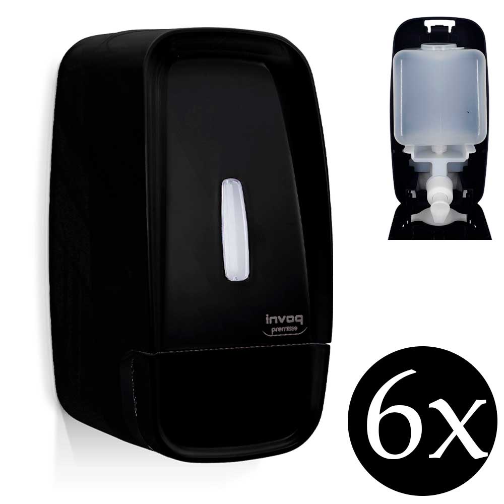 Kit 6 Porta Sabonete Dispenser álcool gel sabonete líquido saboneteira Invoq Premisse preta consultório banheiro academia escolha shopping  alco