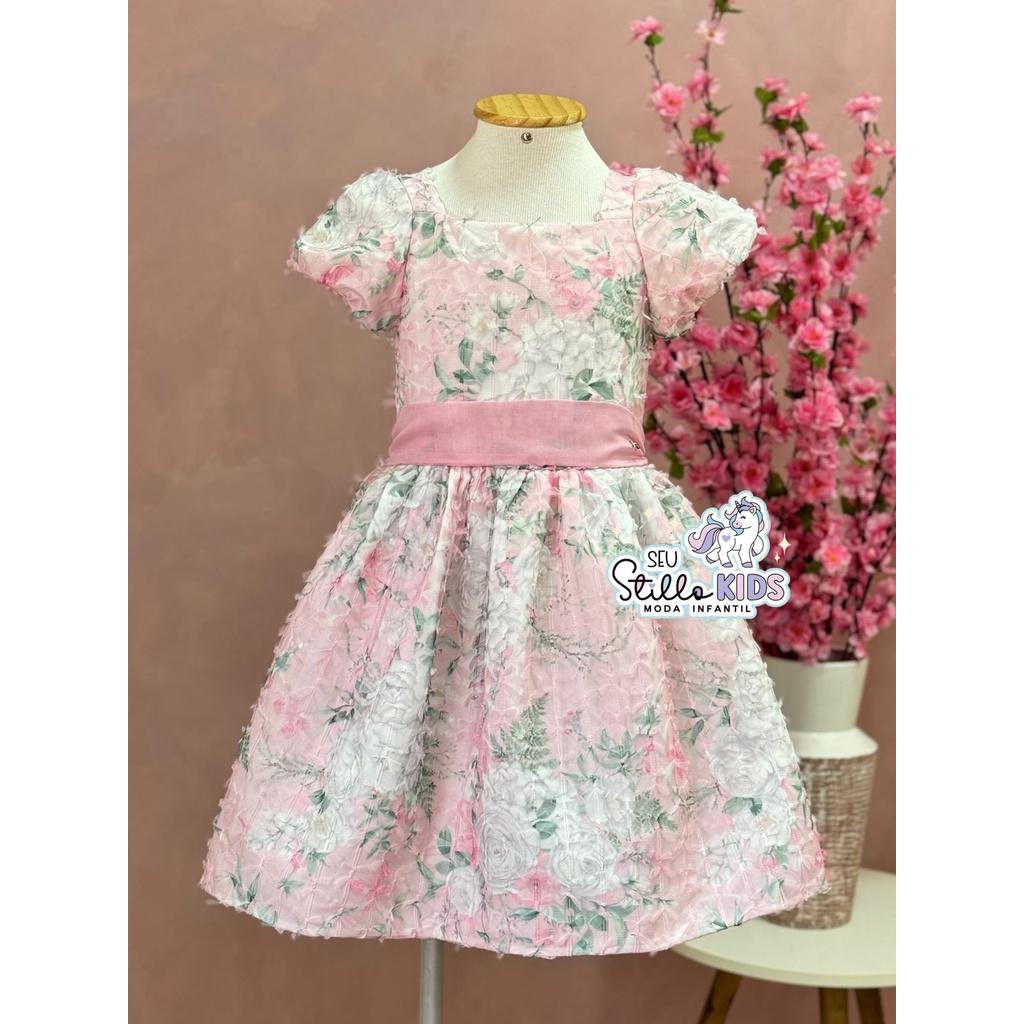 Vestido Festa Infantil Petit Cherie Verão Floral Pink