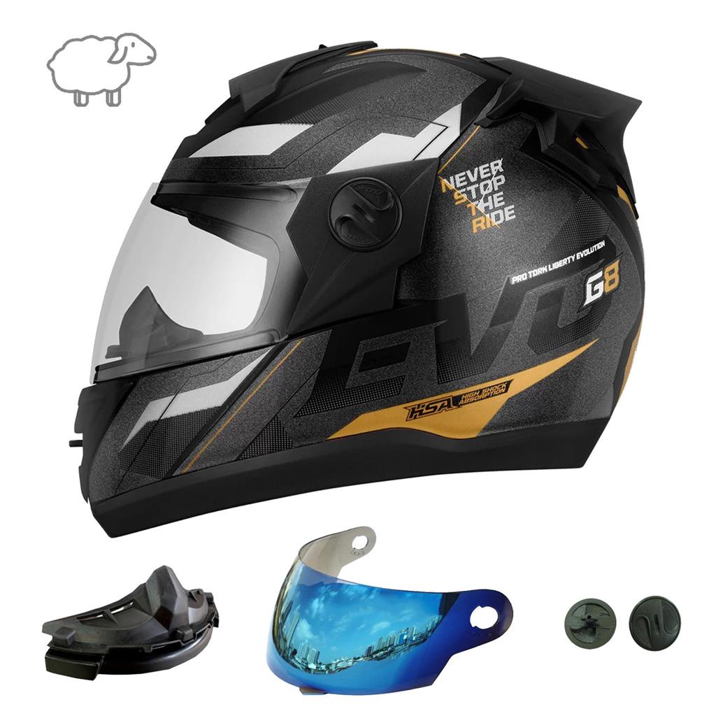 Capacete Moto Pro Tork Evolution G8 Preto + Viseira Camaleao