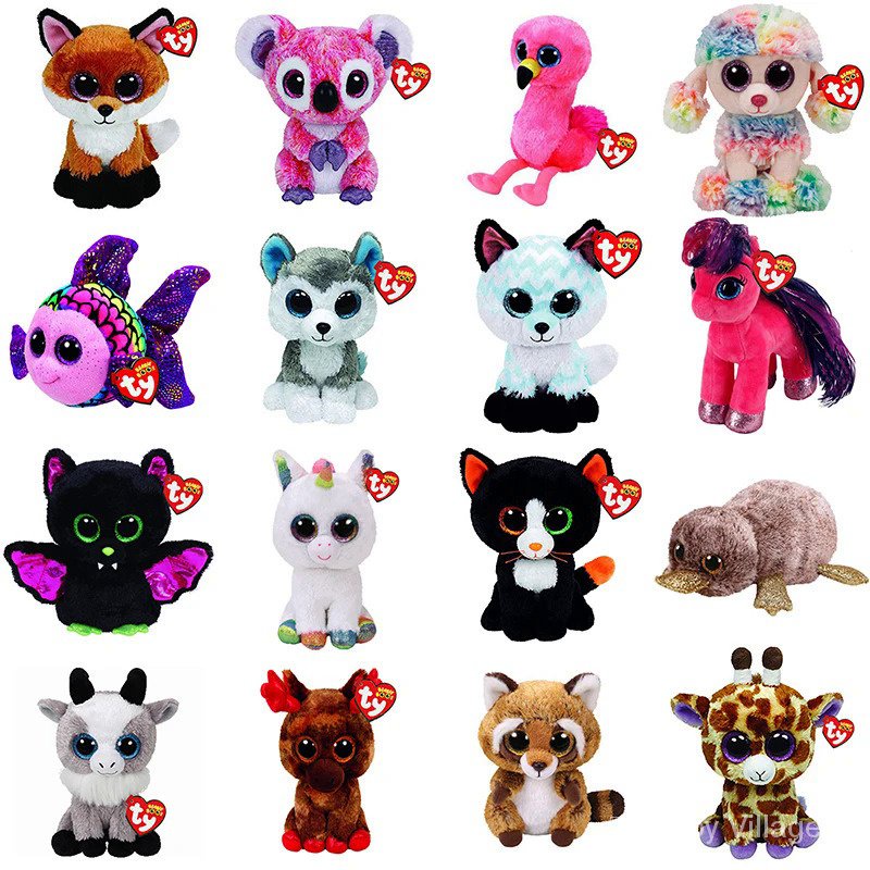 15CM Ty Beanie Glitter Big Eyes Fox Dog Sheep Koala Fish Kawaii Slick Soft Animal Boneca Crianças Brinquedos Presente de Natal para Crianças 8QJG